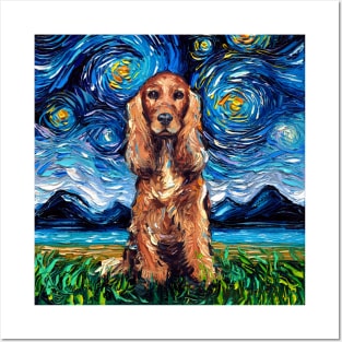 Red Cocker Spaniel Starry Night Posters and Art